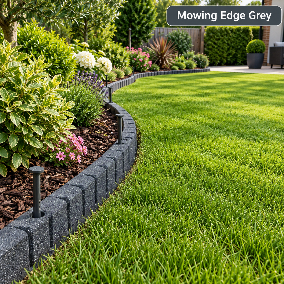 Flexible Rubber Garden Edging Lawn Border Brick Effect Path Landscape 120cm