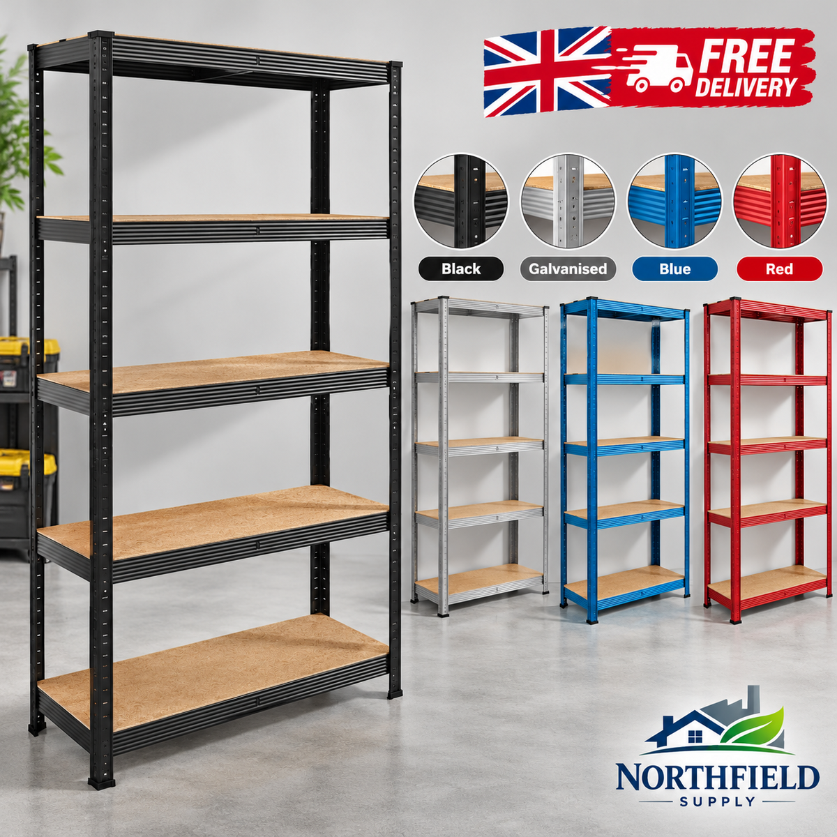 5 Tier Heavy Duty Garage Shelving Unit Racking Storage Shelves 180x90x40cm