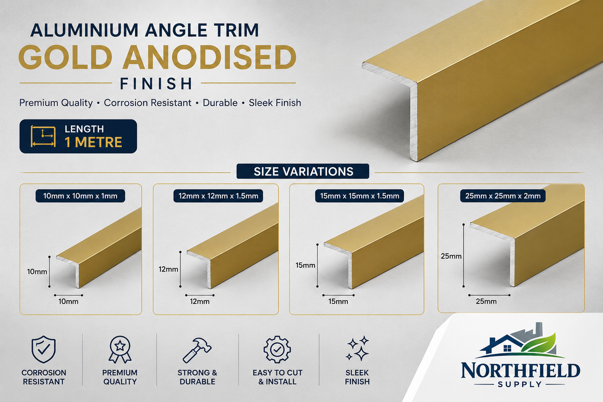 Aluminium Angle Corner Trim 1M Natural & Anodised Edge Edging Protector Profile