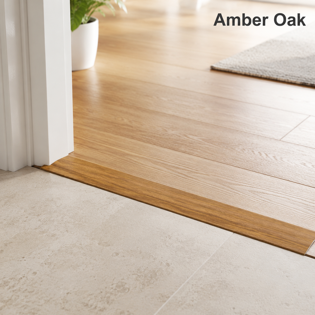 Aluminium Door Threshold Trim 35mm Self Adhesive Wood Effect Flat Bar 0.93M Long