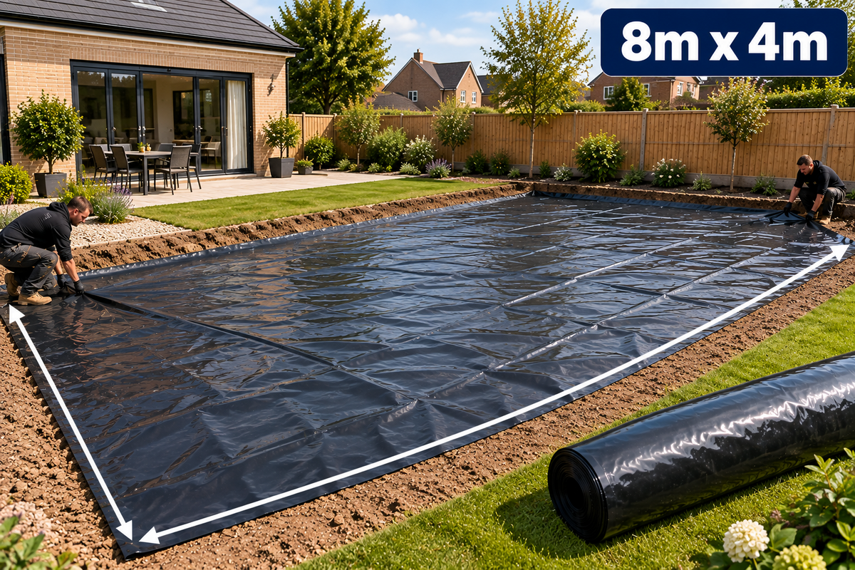 Damp Proof Membrane DPM Black Polythene Sheeting Roll 4m Wide 300MU Visqueen