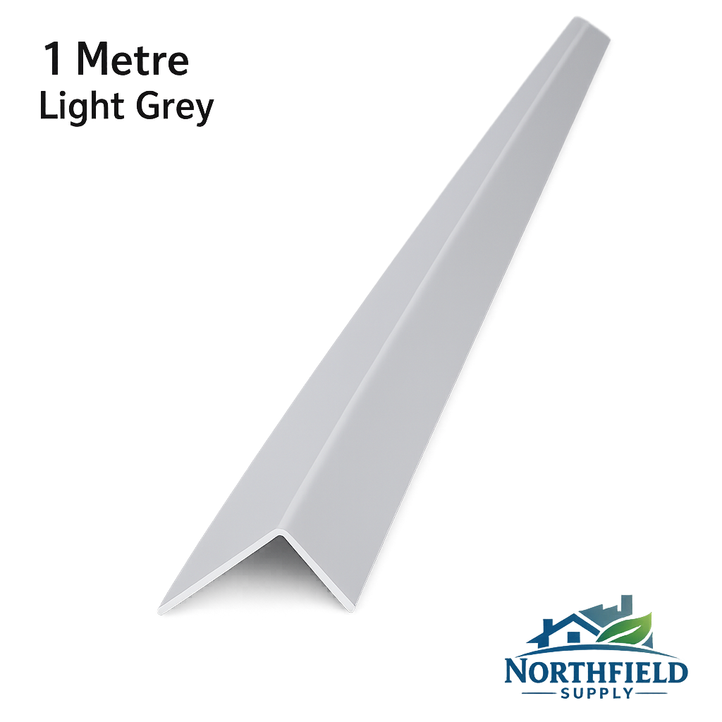 PVC Light Grey Corner Angle Trim 1M 90° Plastic Edge Protector Equal & Unequal