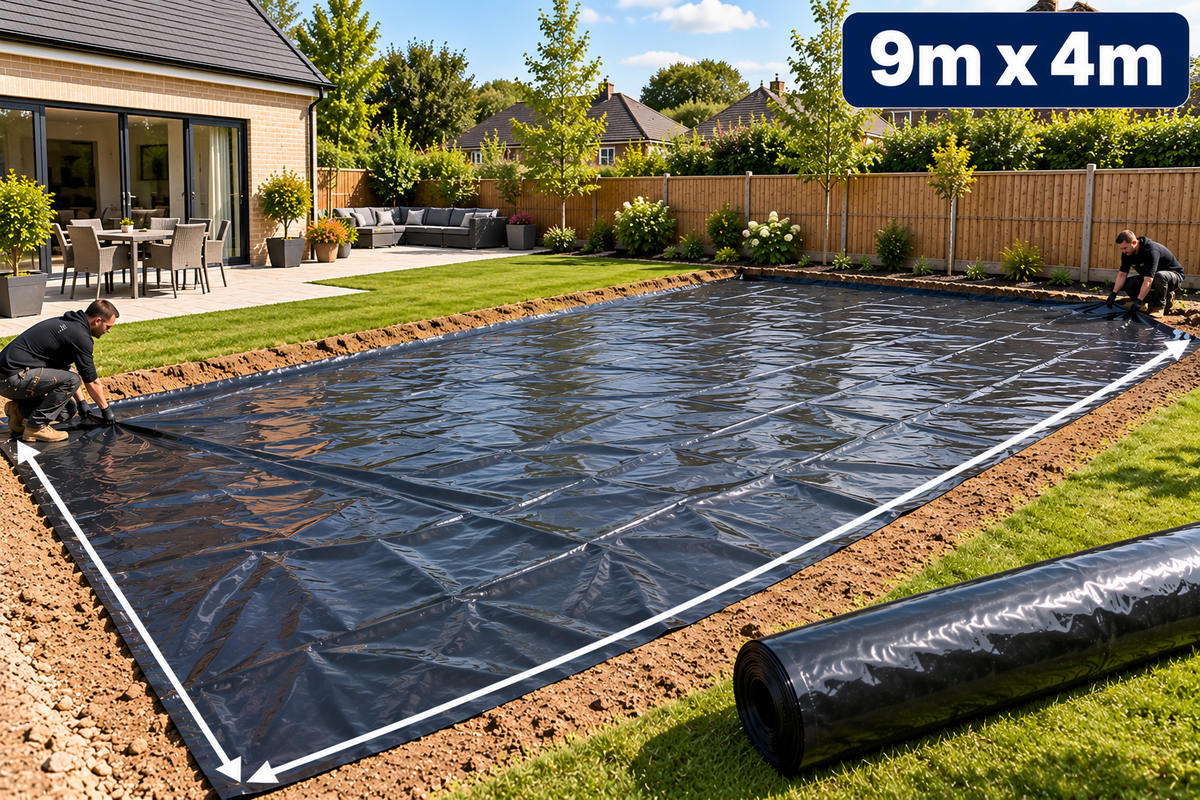 Damp Proof Membrane DPM Black Polythene Sheeting Roll 4m Wide 300MU Visqueen