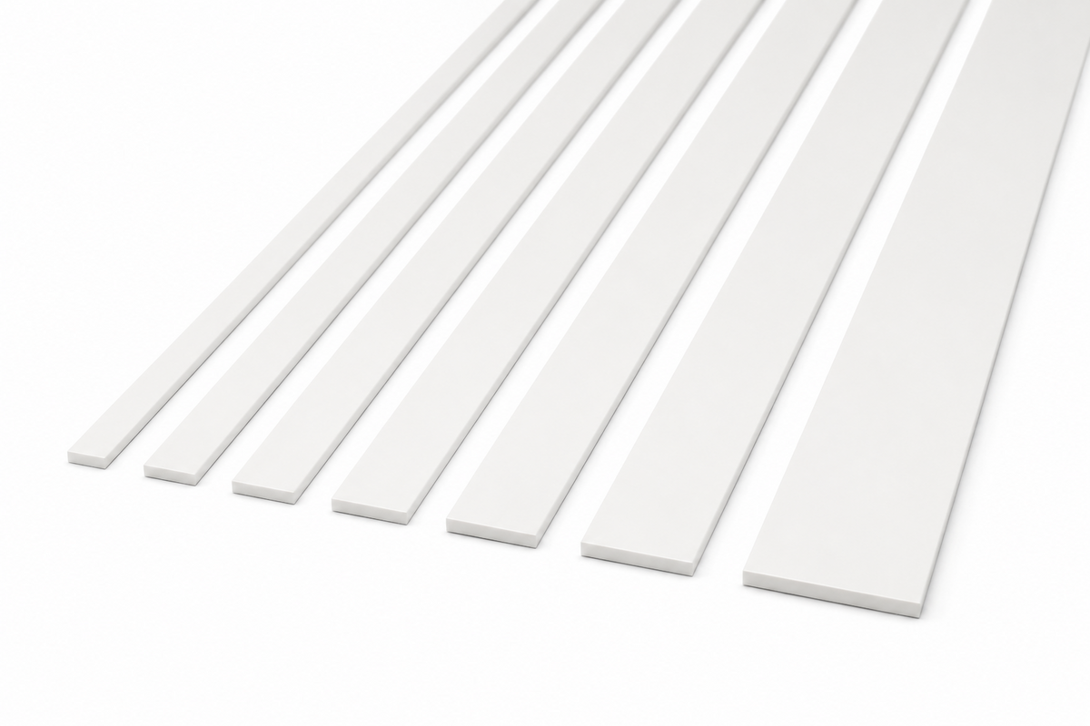 PVC Flat Bar Strip 1M Rigid Plastic Trim White Black Anthracite Various Sizes