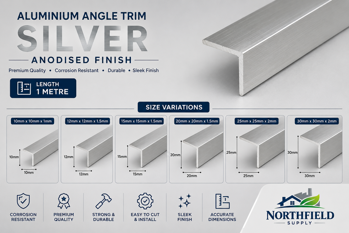 Aluminium Angle Corner Trim 1M Natural & Anodised Edge Edging Protector Profile
