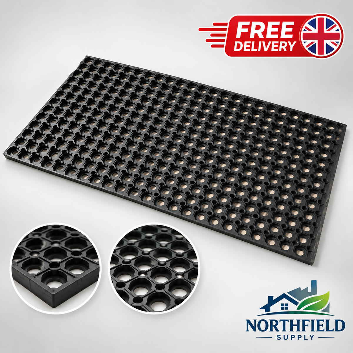Heavy Duty Rubber Grass Mat 1.5M x 1M x 22mm Horse Stable Field Gateway