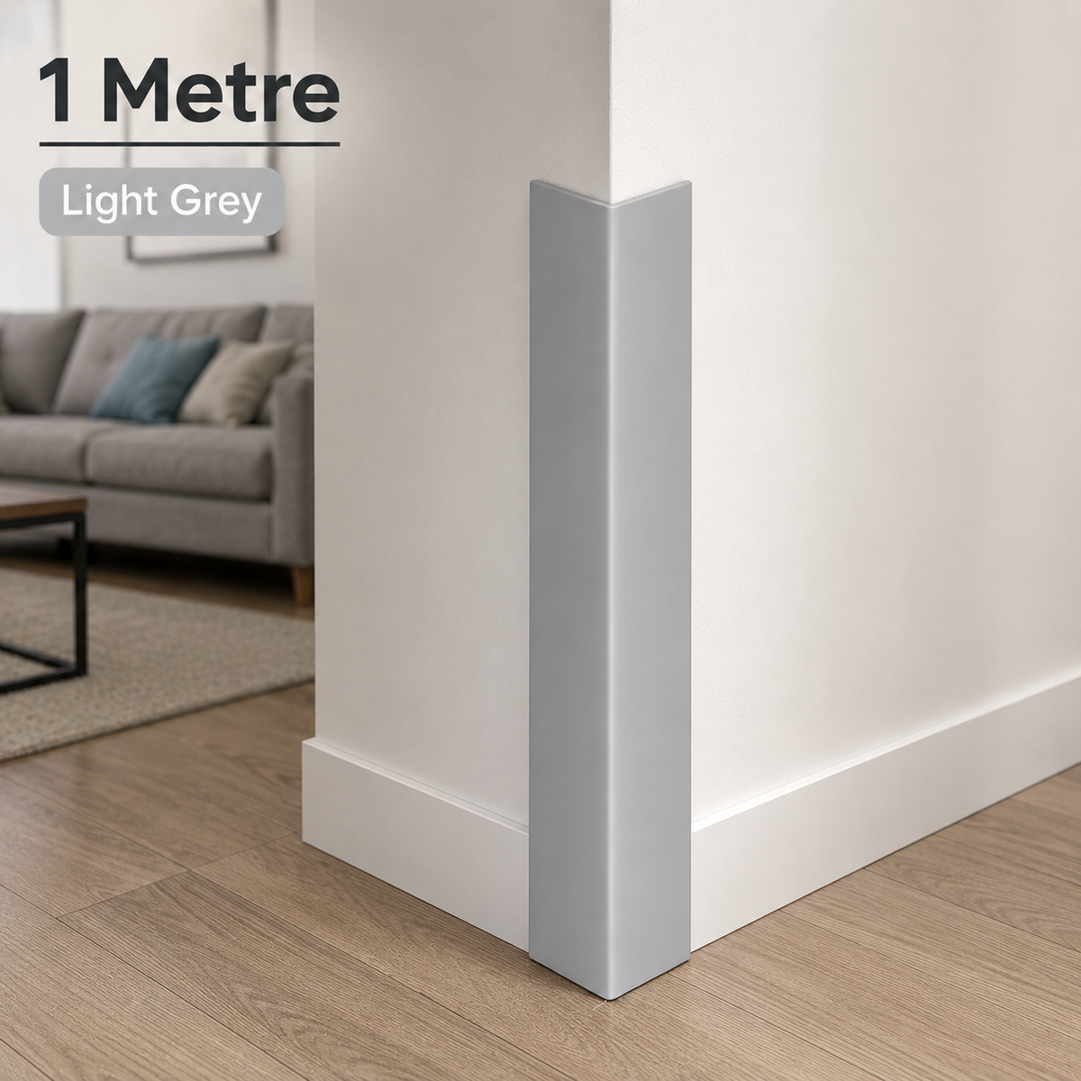 PVC Light Grey Corner Angle Trim 1M 90° Plastic Edge Protector Equal & Unequal