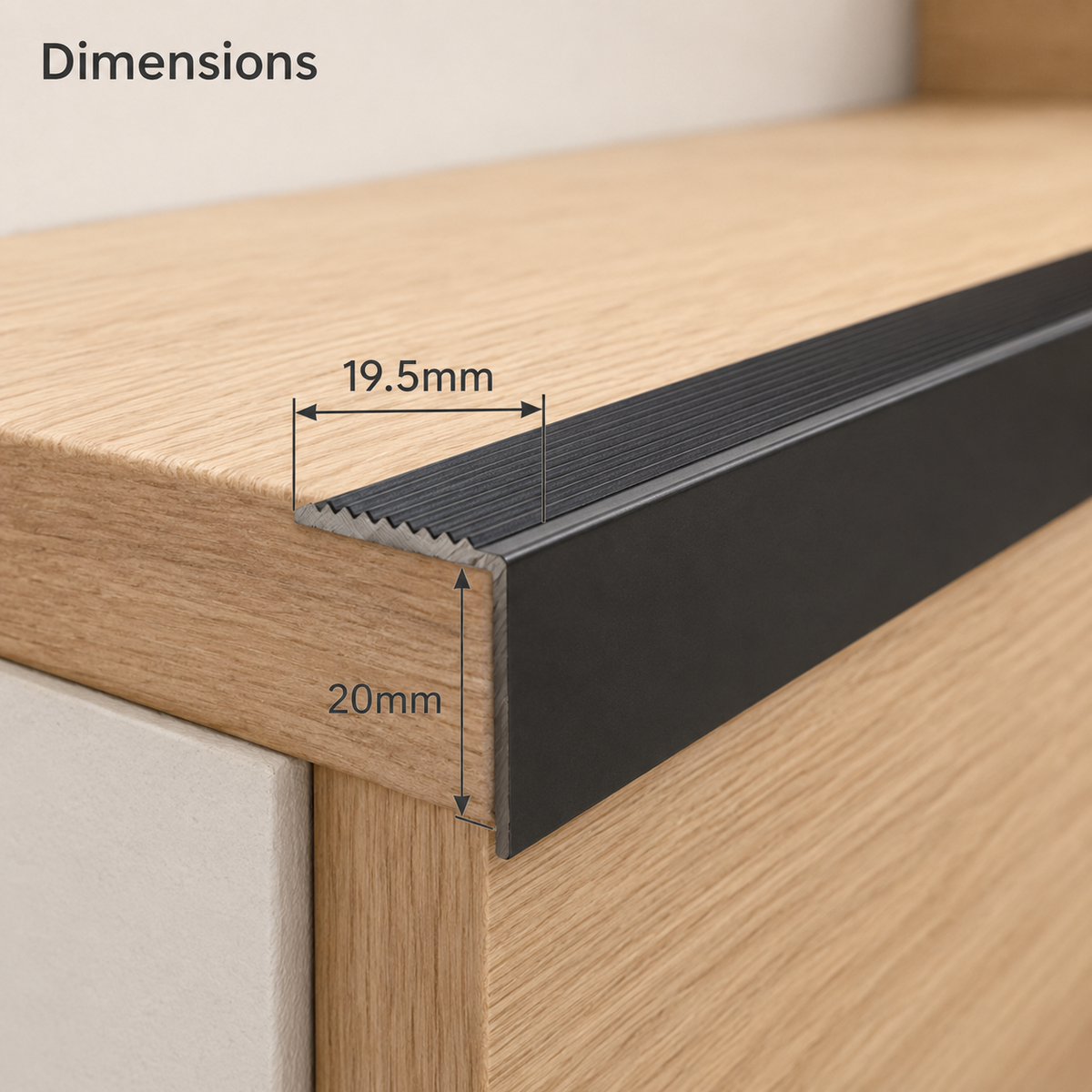 Anodised Aluminium Anti-Slip Stair Nosing Edge Trim A30 900 x 19.5x20mm