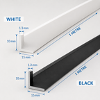 PVC Unequal Angle Trim 90° Odd Leg Plastic Profile 1m White or Black