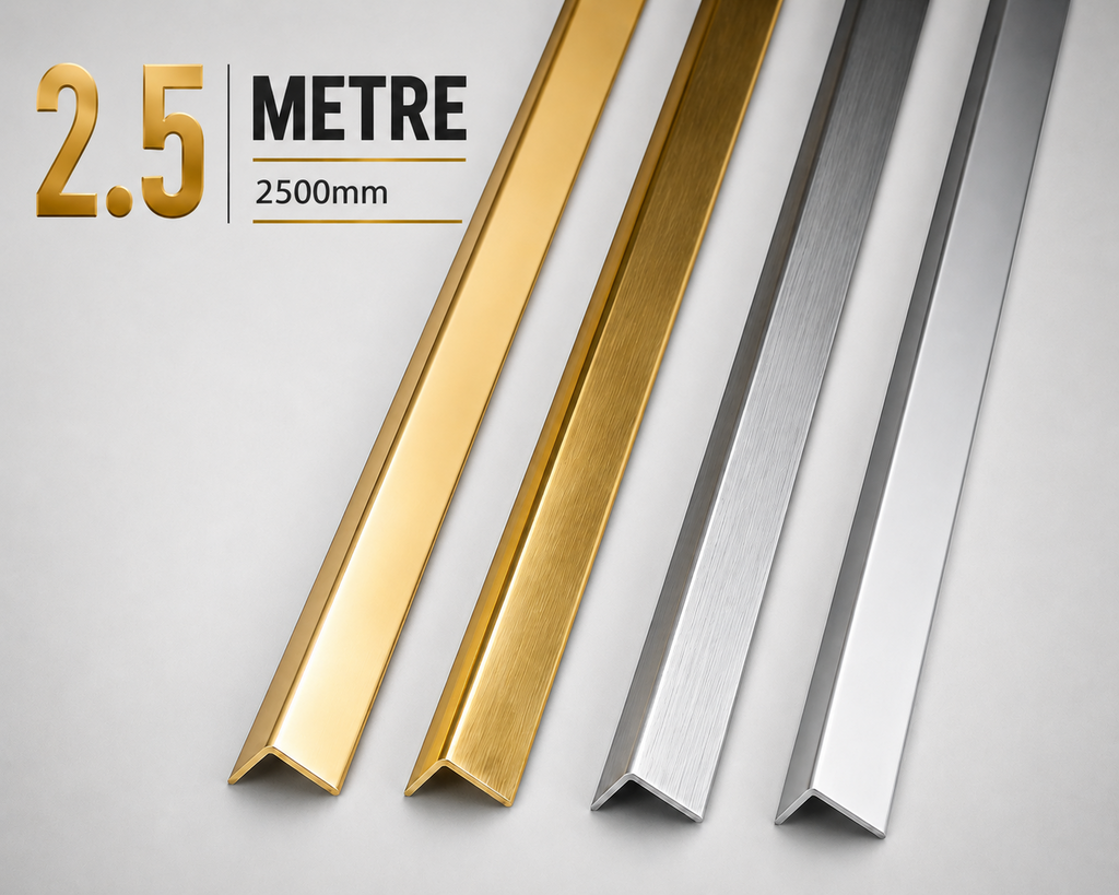 PVC Corner Angle Trim Gold & Silver 2.5M 90° 20x10mm & 20x20mm Plastic Profile
