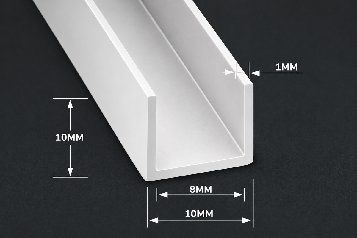 PVC White U Channel Trim 1M Square U Profile Edge Protector Plastic Strip 39.3