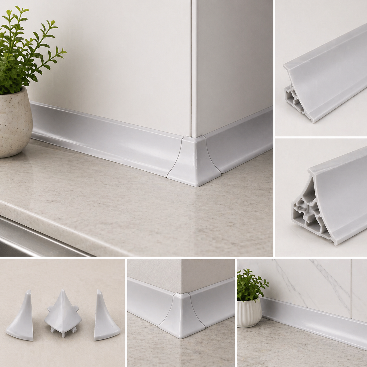 Kitchen Worktop Profile Strip Splashback Edging Trim PVC Seal 3m 23x23mm